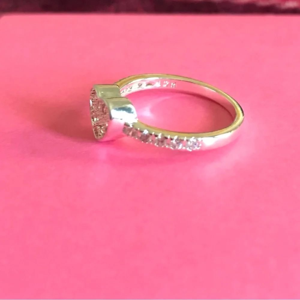 Sterling Silver Heart Pavé Ring